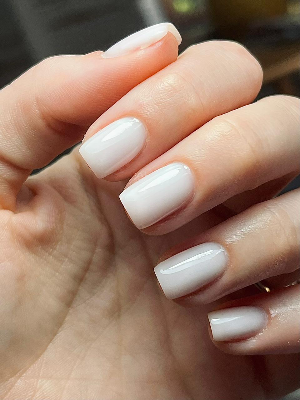 Milky white gel nails